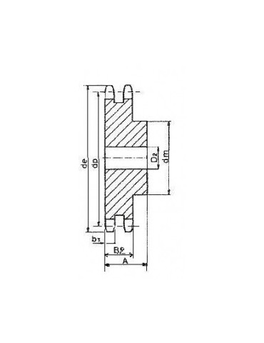 Pignon 31.75 double 17 dents ref: pig20b2/17