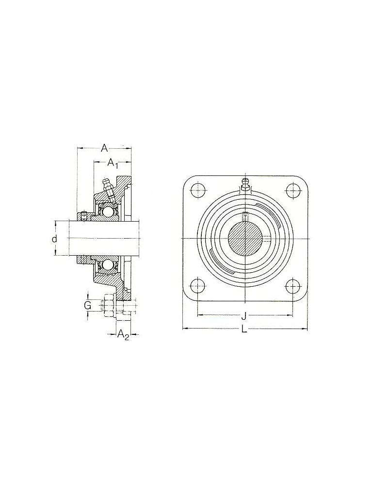 Palier applique fonte 4 trous ucf203 TR  ref: UCF203