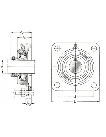 Palier applique fonte 4 trous RCJY65-214 INA  ref: RCJY65-214