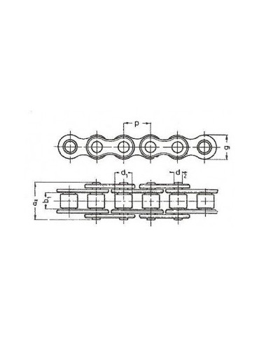 Chaine a rouleaux simple 15.875  10b1 nickelée BTC  (boîte 5m) ref: CHN10B1NI